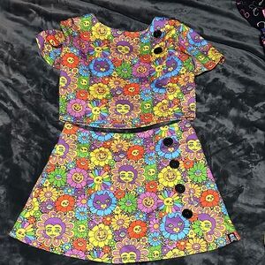Sourpuss vintage 60s spooky pinup flower power Pinupgirl skort & top set